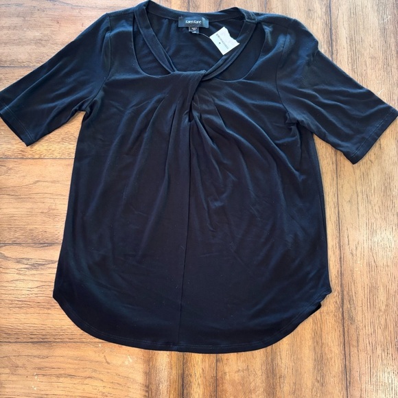 NWT Karen Kane Cutout Jersey Top in Black, XS, Layering Office Comfy Feminine - Picture 1 of 9